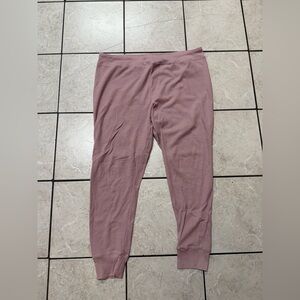Warm Essentials by Cuddl Duds Size XXL Waffle Knit Thermal Lounge Joggers Pink